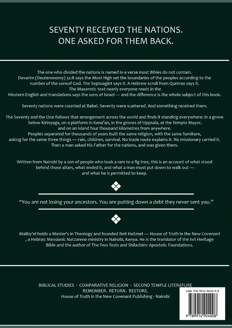 Back cover of The Seventy and the One